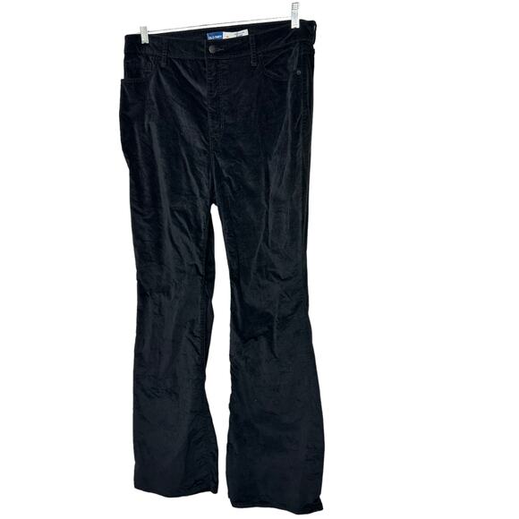 Old Navy Higher High-Rise Flare Black Velour Pants Secret-Smooth Pockets Sz 14 - Picture 1 of 6